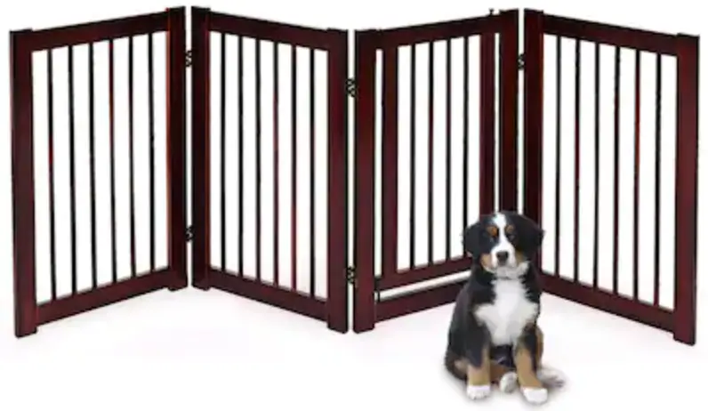 FORCLOVER-CJW-PG6473-Freestanding-Red-Wood-Pet-Gate-PRODUCT-IMAGE