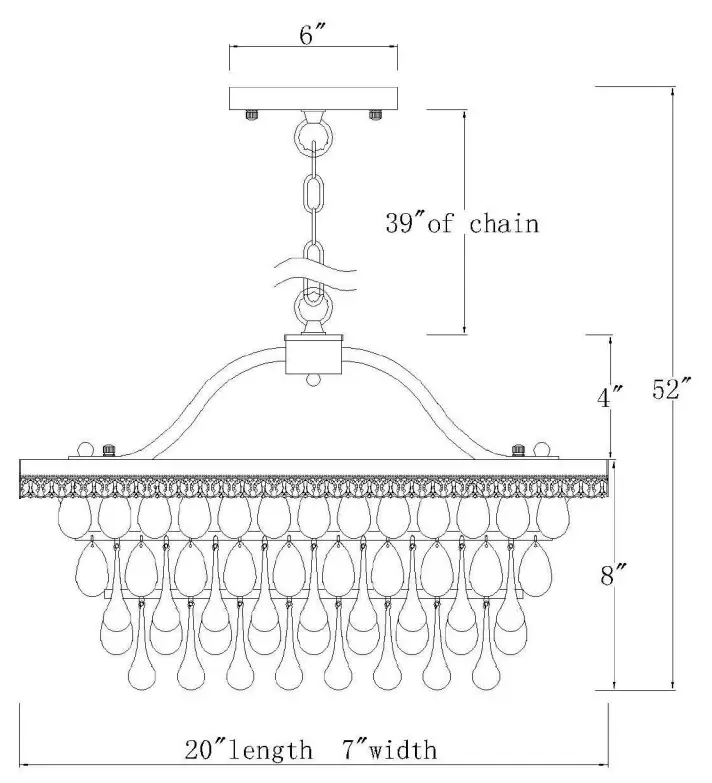 THE HOME DEPOT EPD300AB Chiara 3-Light Antique Bronze Rectangular Glam Chandelier