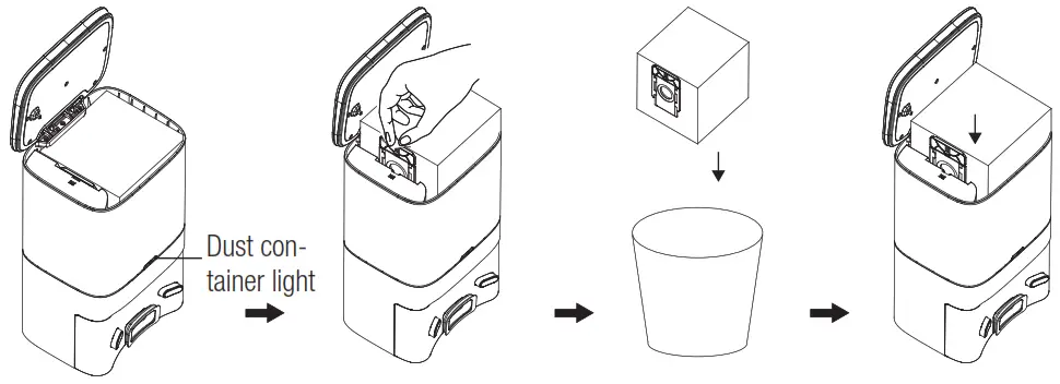 beko VRR80214VB Robot Vacuum Cleaner - Replacing the dust bag