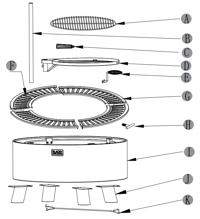 BLACK DECKER BD17211 Smokeless Wood Burning Fire Pit and Grill - fig1