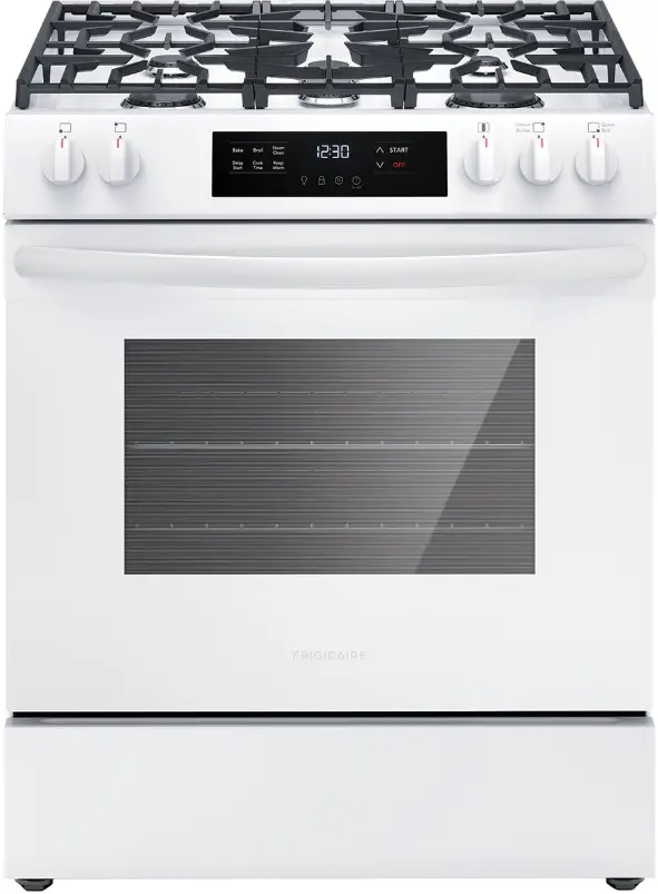 FRIGIDAIRE FCFG3062AW 30 Inch Front Control Gas Range with Quick Boil White PRODUCT