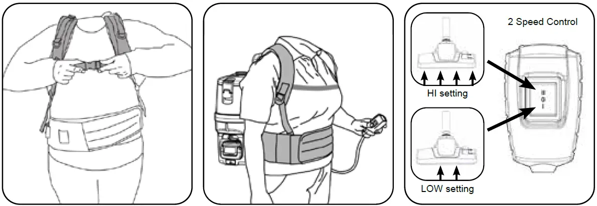 NACECARE RBV 150 Numatic Cordless Backpack Vacuum Using the machine-2