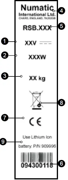 NACECARE RBV 150 Numatic Cordless Backpack about your machine