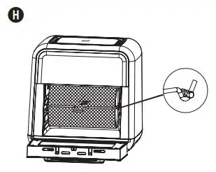 Breville Halo Rotisserie Air Fryer Oven VDF127X Instruction Manual - Insert the Rotisserie Handling Fork beneath the rod of the accessory