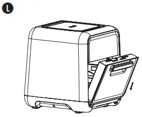 Breville Halo Rotisserie Air Fryer Oven VDF127X Instruction Manual - Keep door at an angle while aligning the bottom of door to the unit then push the door in for it to lock in place