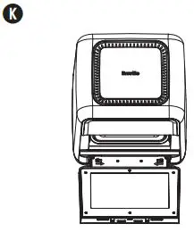 Breville Halo Rotisserie Air Fryer Oven VDF127X Instruction Manual - Open the door then push the tabs at the inner bottom of the door to release