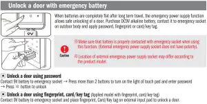 FIG 25 Unlock a door with emergency battery