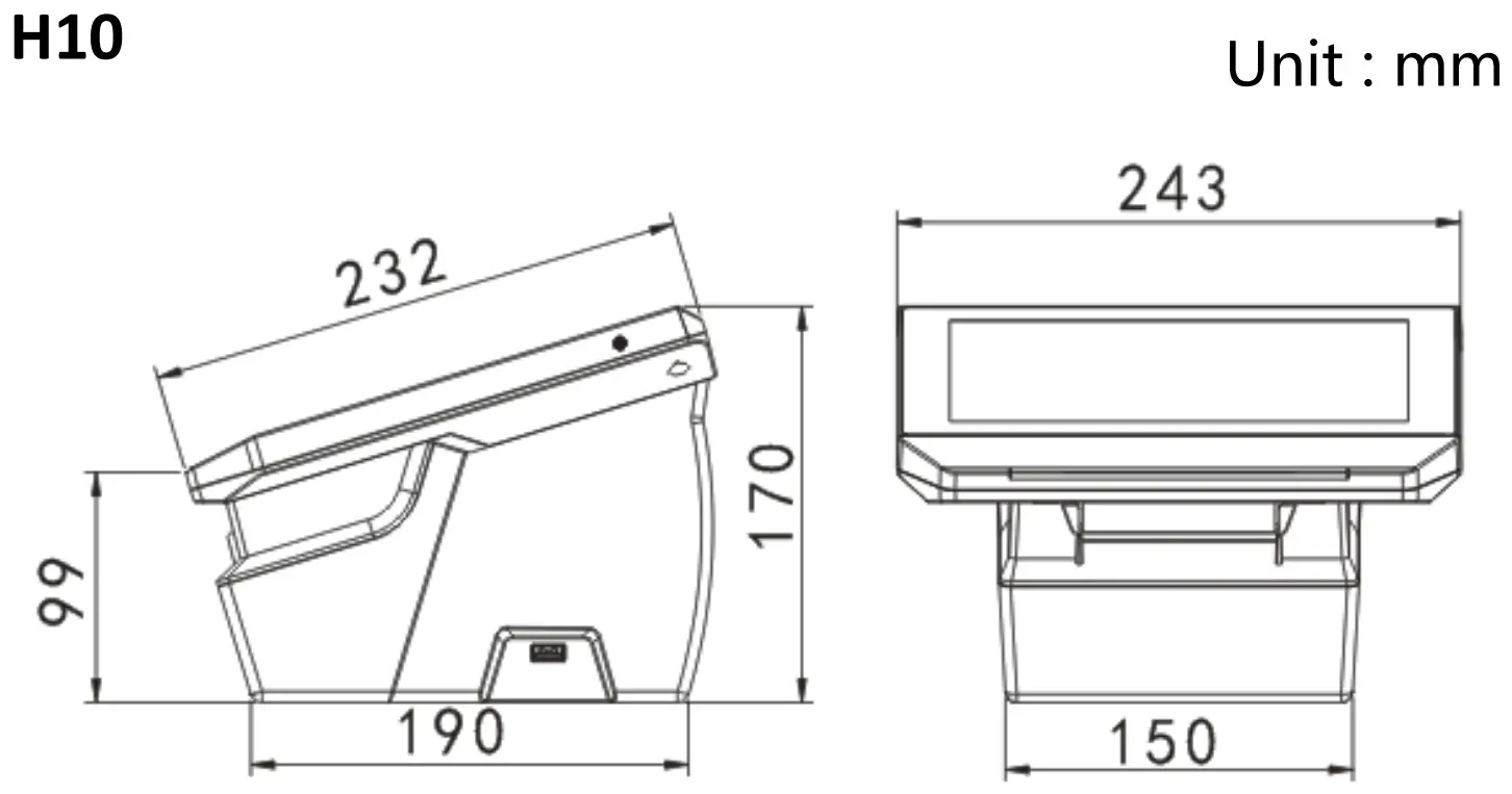 Citaq H10 4 POS System - Dimension