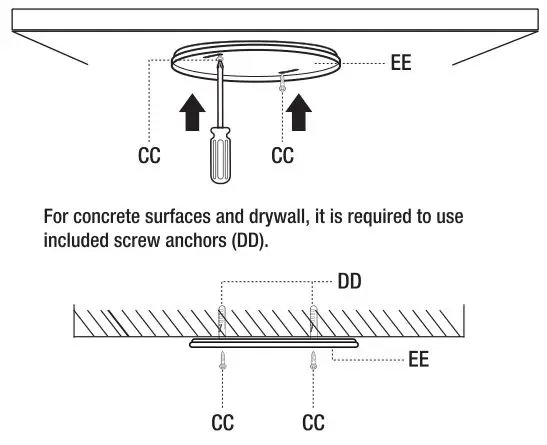 Feit Electric Rechargeable led ceiling light - Installing the Metal Mounting Plate