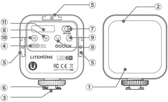 Godox LED6R Rechargeable LED Video Light User Guide 5e - part of name