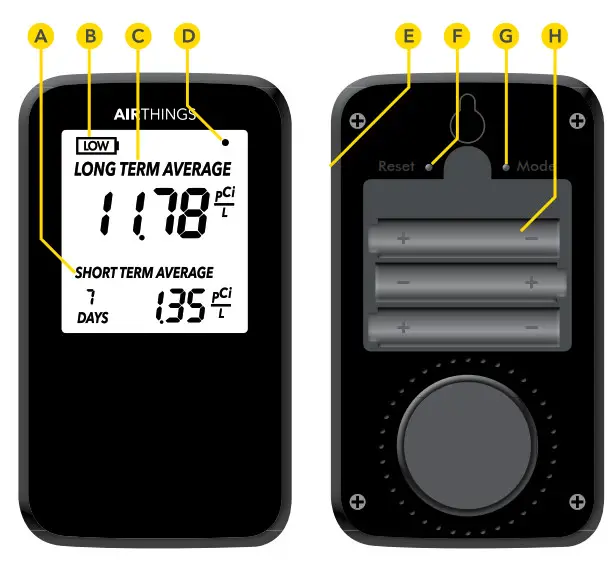 AIRTHINGS 223 Corentium Home Digital Radon Detector- DEVICE SPECIFICATIONS