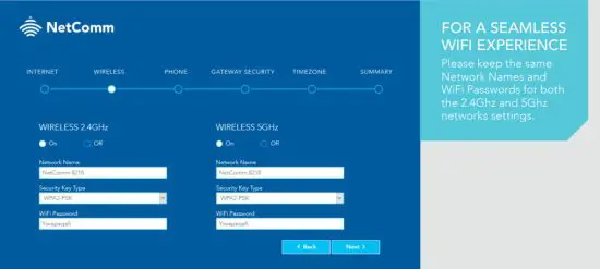 NetComm NF18MESH CloudMesh Networking Gateway - Setup Wizard Wireless