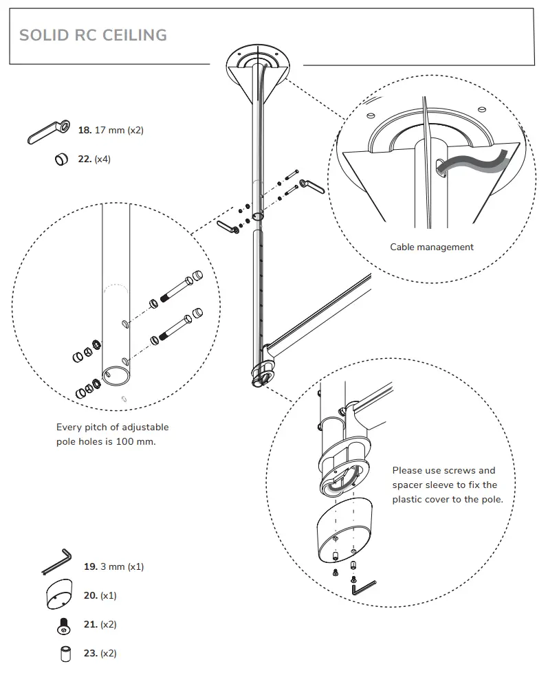 Neomounts FPMA-HAC100 Medical Ceiling Mount Instruction Manual - Adjust the height