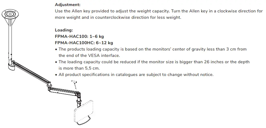 Neomounts FPMA-HAC100 Medical Ceiling Mount Instruction Manual - Adjustment