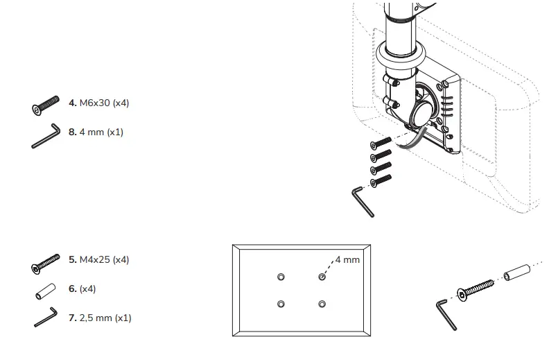 Neomounts FPMA-HAC100 Medical Ceiling Mount Instruction Manual - MONITOR ASSEMBLY