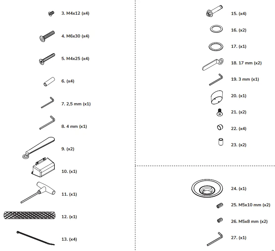 Neomounts FPMA-HAC100 Medical Ceiling Mount Instruction Manual - PARTS