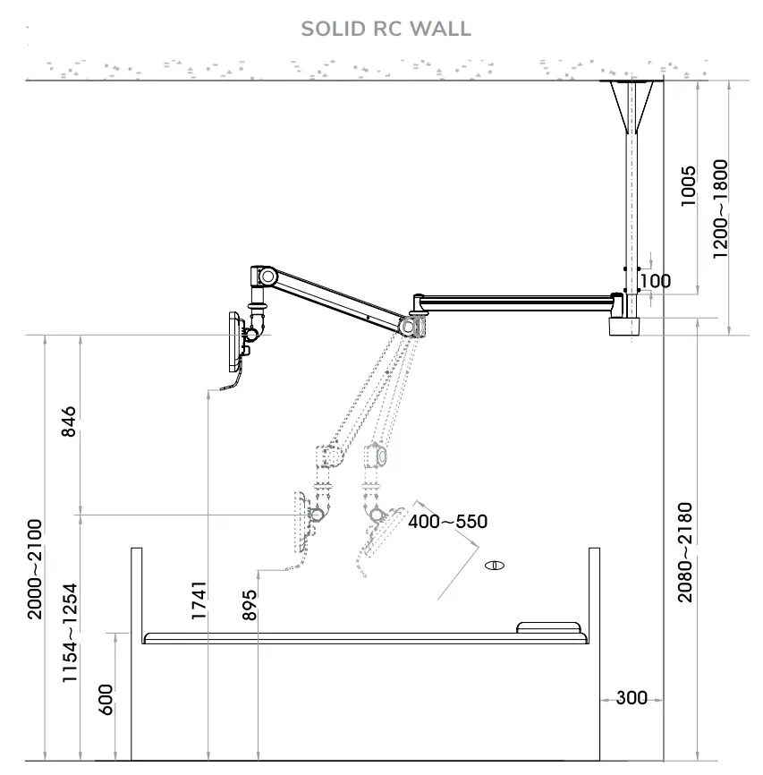 Neomounts FPMA-HAC100 Medical Ceiling Mount Instruction Manual - POSITIONING