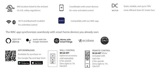 WAC LIGHTING 8 F 064 Mocha XL 8-Blade Smart Ceiling Fan - feature