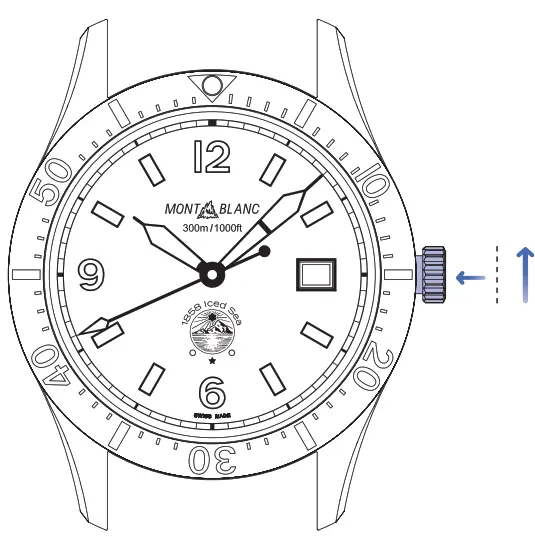 MONT BLANC 1858 Iced Sea Automatic Date Luxury Wrist Watch - Setting the time 1