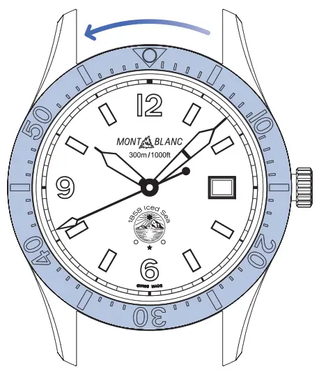 MONT BLANC 1858 Iced Sea Automatic Date Luxury Wrist Watch - Unidirectional bezel