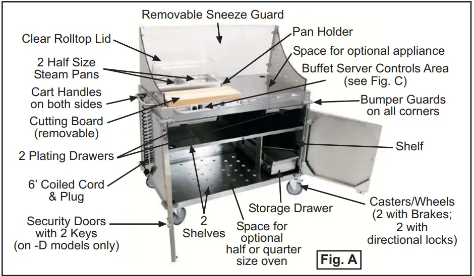 Cadco CBC-DC-L Series Large Mobile Demo or Sampling Cart - fig 2