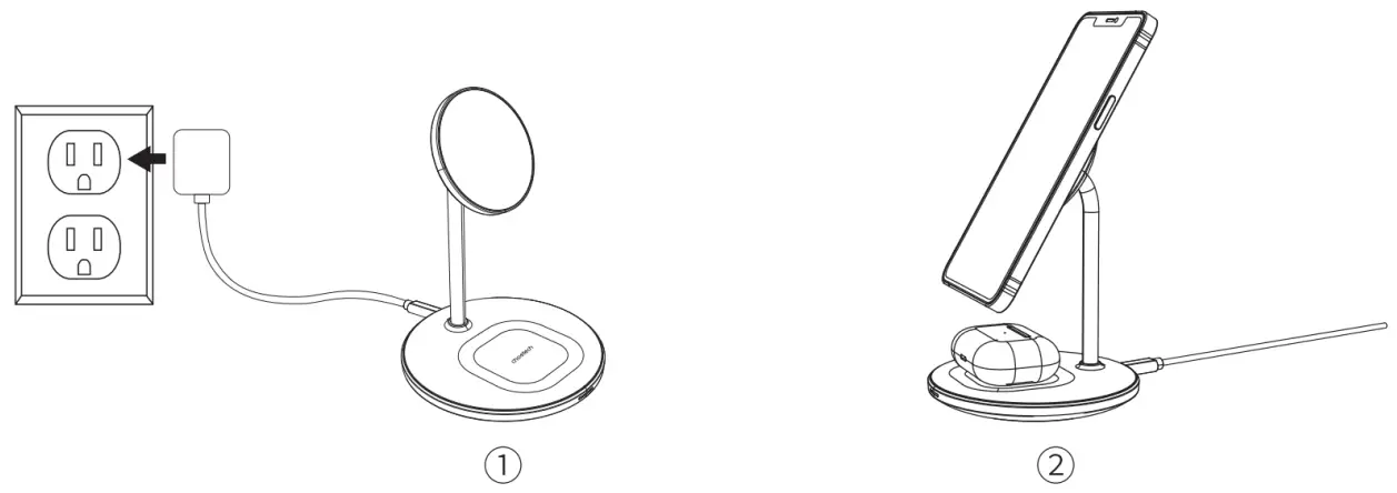 CHOETECH MagLeap Duo 2-in-1 Magnetic Wireless Charging Stand - fig 1