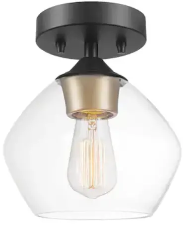 globe 91002265 Harrow 8 Inch 1-Light Matte Brass Semi-Flush Mount Ceiling Light-fig1