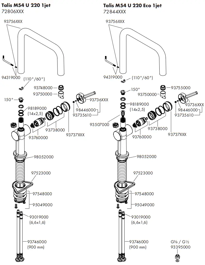 72807800 Talis M54 U 220 Kitchen Faucet Device Hansgrohe Talis M54 Valve fig 41
