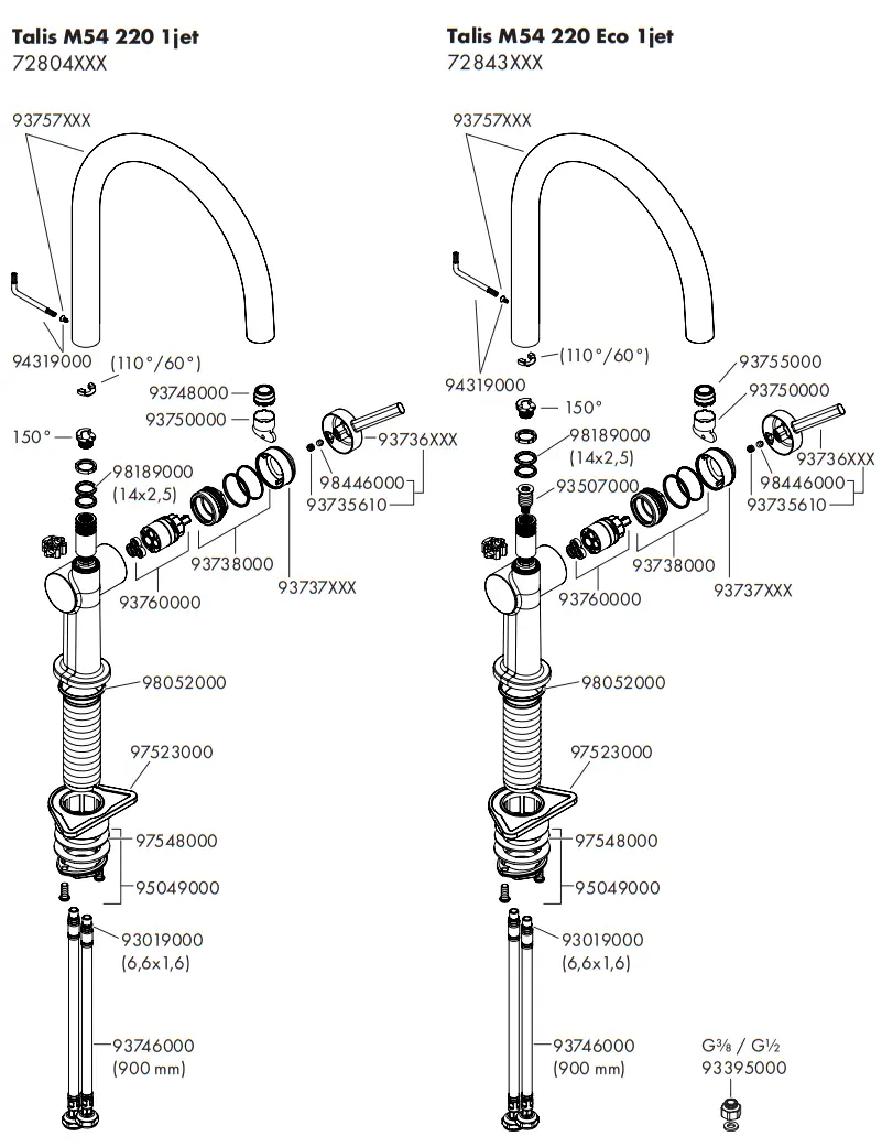 72807800 Talis M54 U 220 Kitchen Faucet Device Hansgrohe Talis M54 Valve fig 42