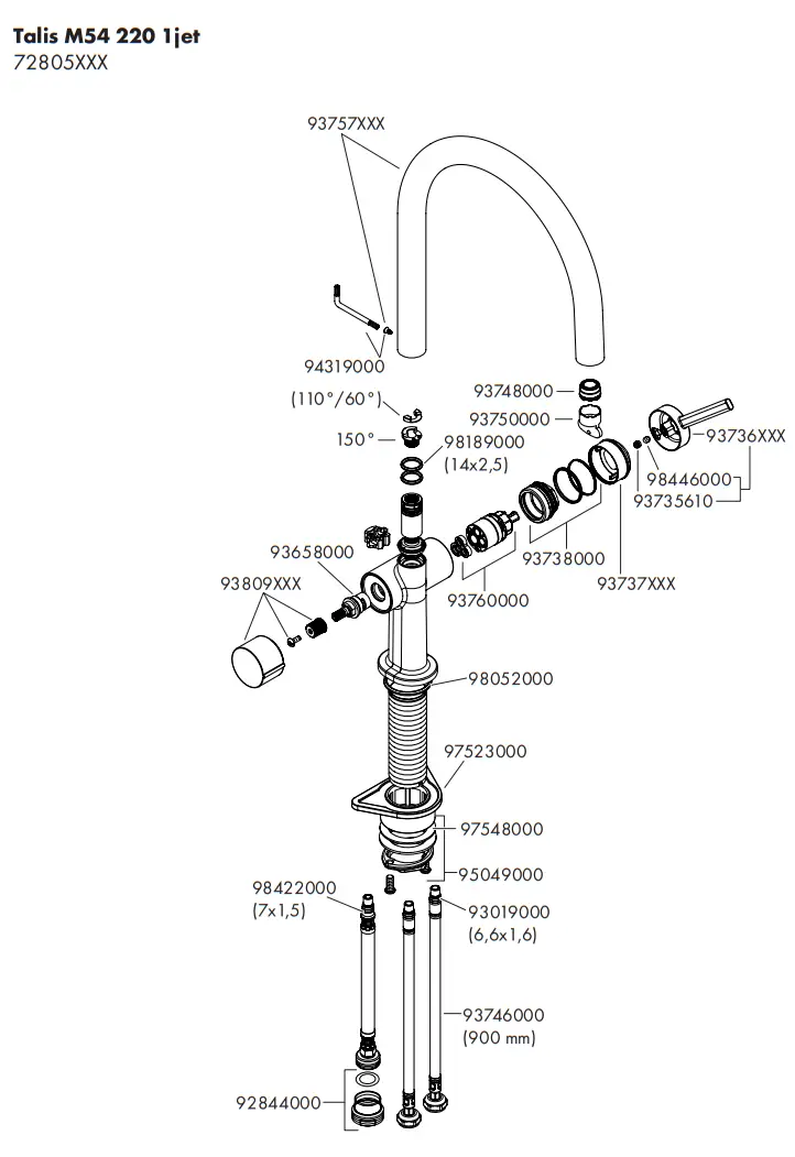 72807800 Talis M54 U 220 Kitchen Faucet Device Hansgrohe Talis M54 Valve fig 43