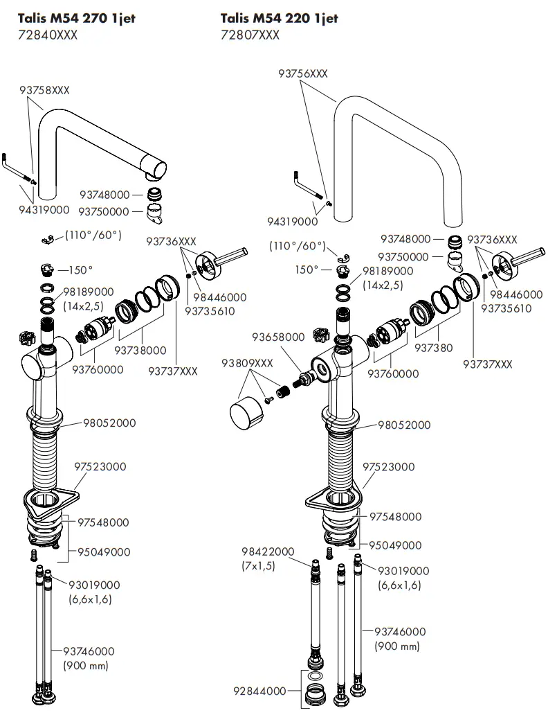 72807800 Talis M54 U 220 Kitchen Faucet Device Hansgrohe Talis M54 Valve fig 44