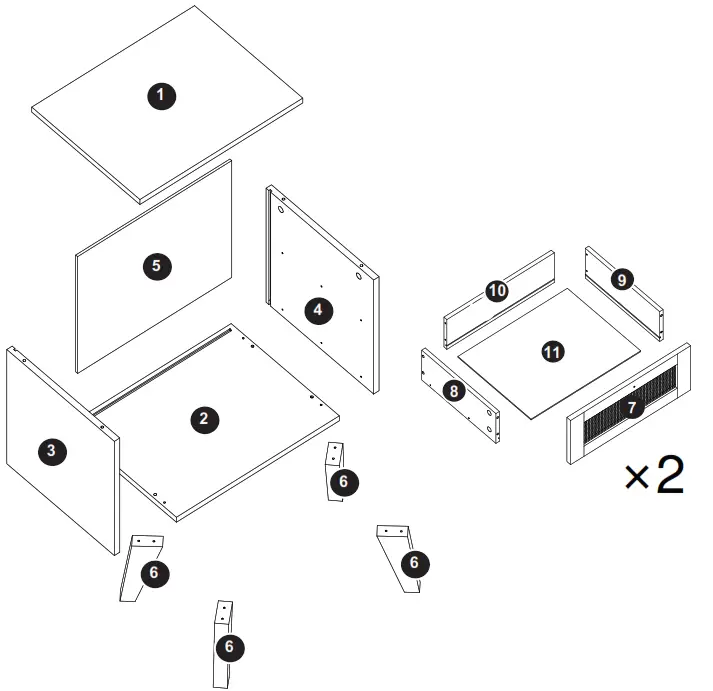 Anmytek H0053 Savannah Two Drawers Side Table - 1