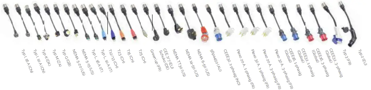 Optional mains adapters and accessories