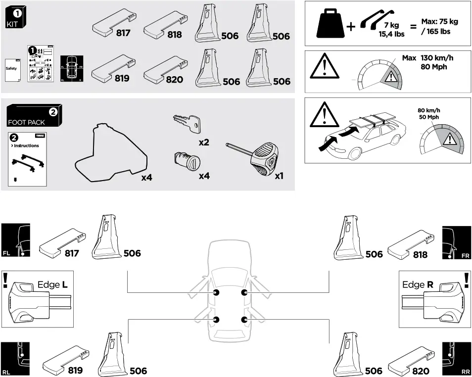 THULE 145290 Silver Wing Bar Evo Kit Toyota Highlander - Figure 1