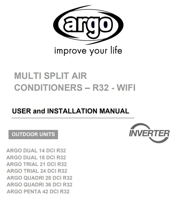 argo 14 DCI R32 Multi Split Air Conditioners User Manual