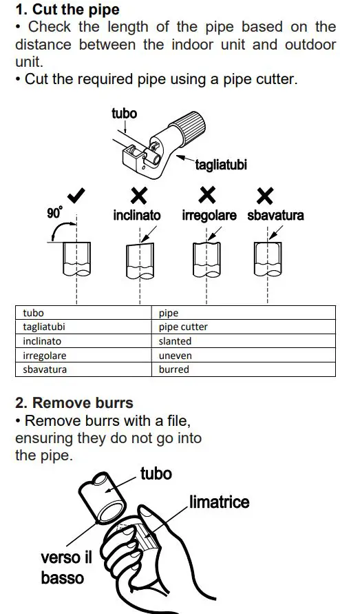 argo 14 DCI R32 Multi Split Air Conditioners User Manual - Procedure for extending the piping