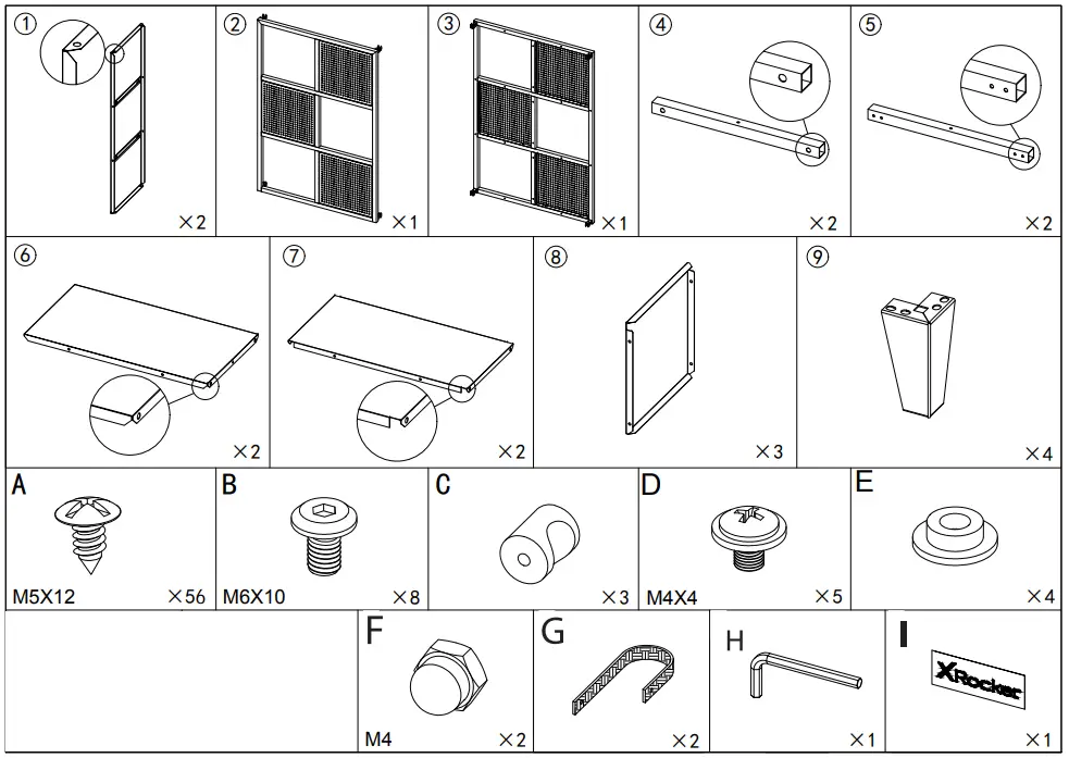 X Rocker Mesh-Tek Tall 6 Cube Storage Unit - 2