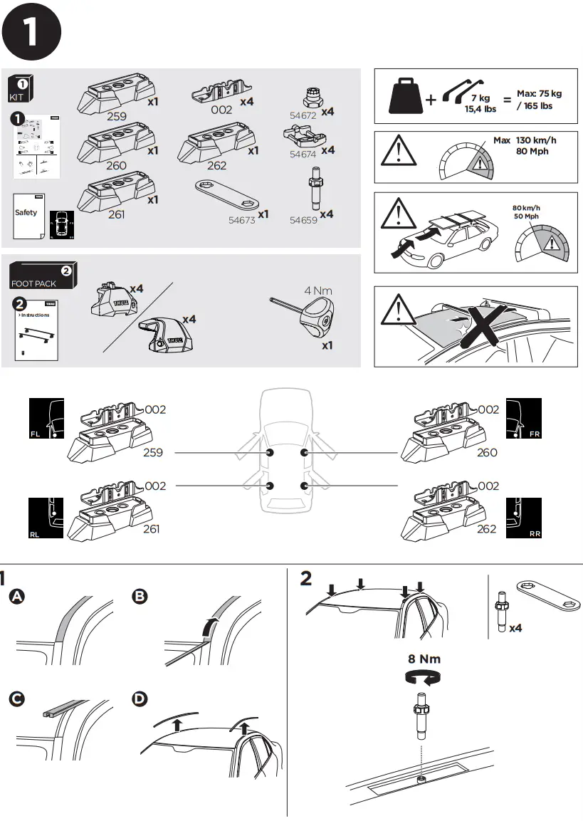 THULE 187143 Roof Bar Fitting Kit - mounting
