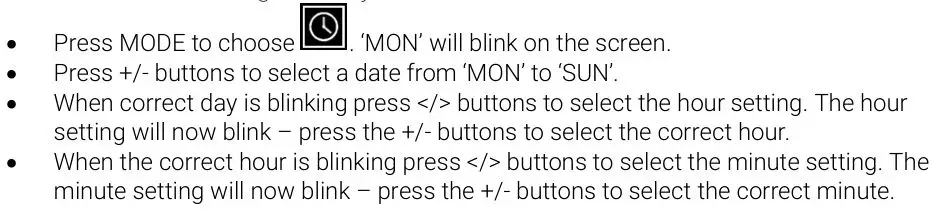 Trimline Fires Next Generation Electric Fires - Timer Mode - Setting the Day or Time