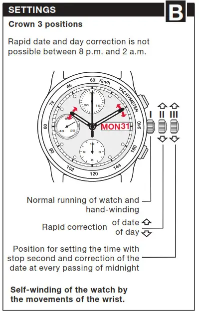 ETA 7750 Watch Time Setting - Settings