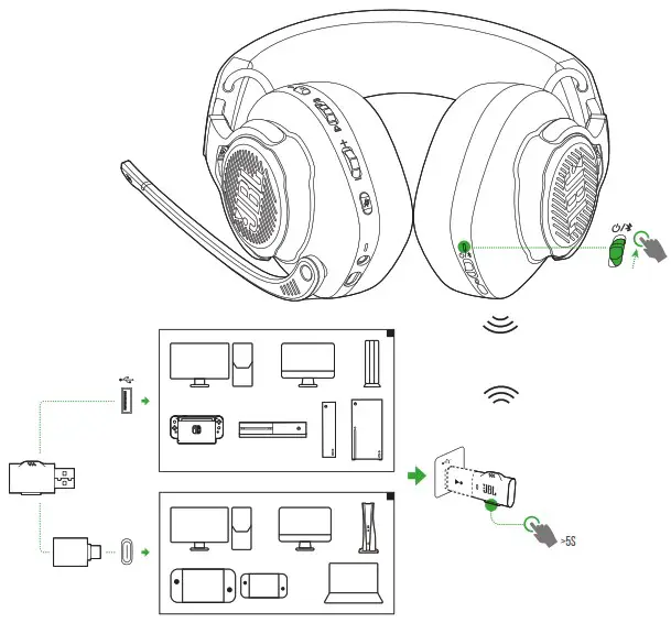JBL Quantum 910X Wireless Headphones for XBox - Using your headset 3