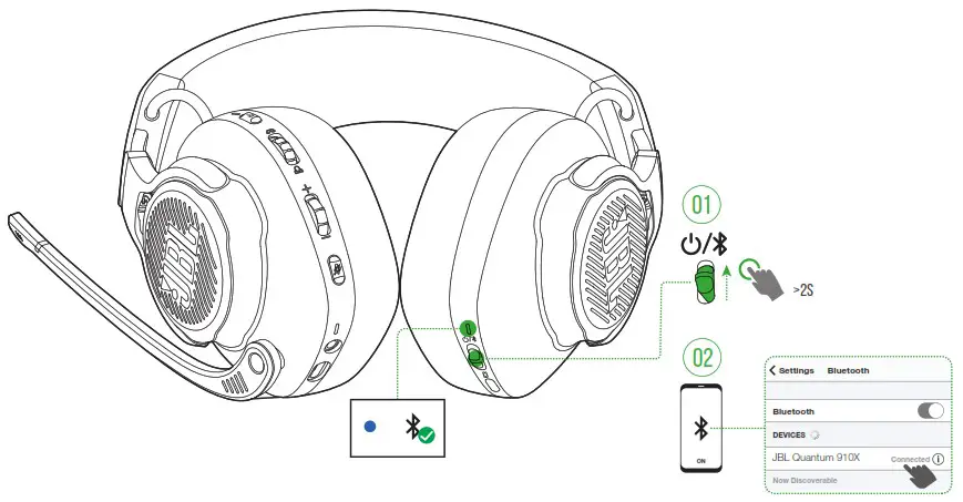 JBL Quantum 910X Wireless Headphones for XBox - Using your headset 4