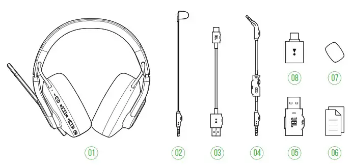 JBL Quantum 910X Wireless Headphones for XBox - Whats in the box 1
