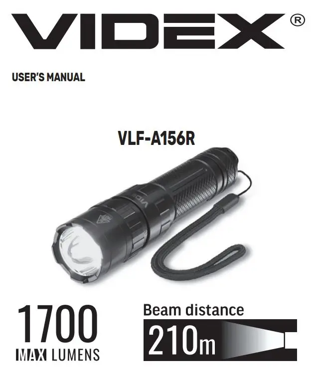 VIDEX VLF-A156R LED Rechargeable Flashlight User Manual