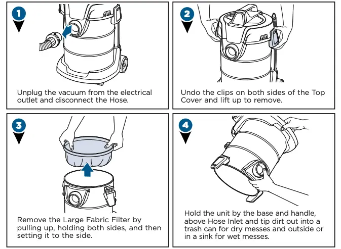 Emptying the Dirt Container