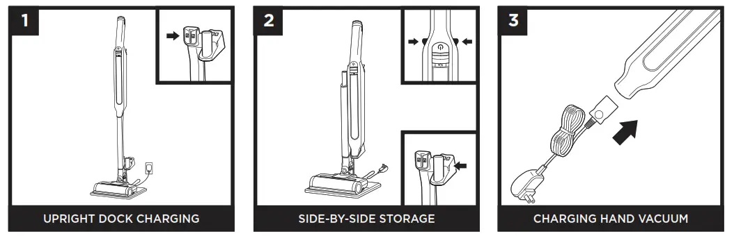 Shark Cordless 3-in-1 Wand Vacuum - CHARGING OPTIONS