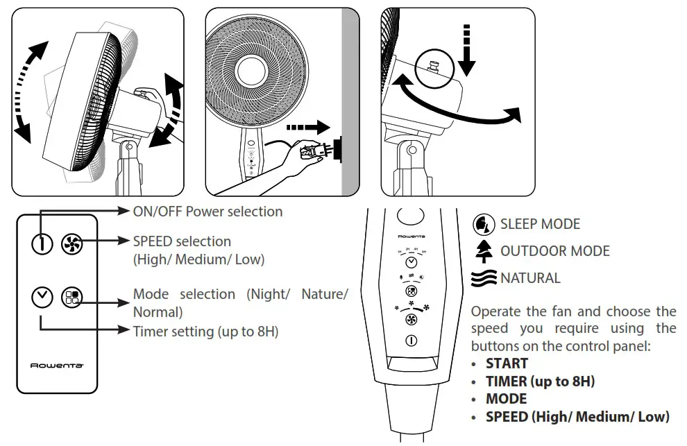 Rowenta VU451 Outdoor Extreme Fan - OPERATION