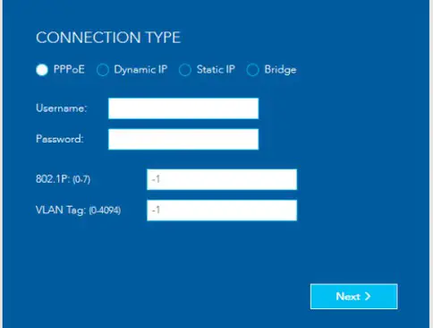 NetComm NF18MESH CloudMesh Networking Gateway - Setup Wizard Ethernet WAN