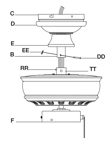 HAMPTON BAY 68142 Vaurgas 44 Inch Ceiling Fan - Assembling.