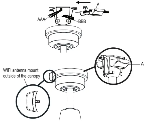 HAMPTON BAY 68142 Vaurgas 44 Inch Ceiling Fan - Installing the receiver